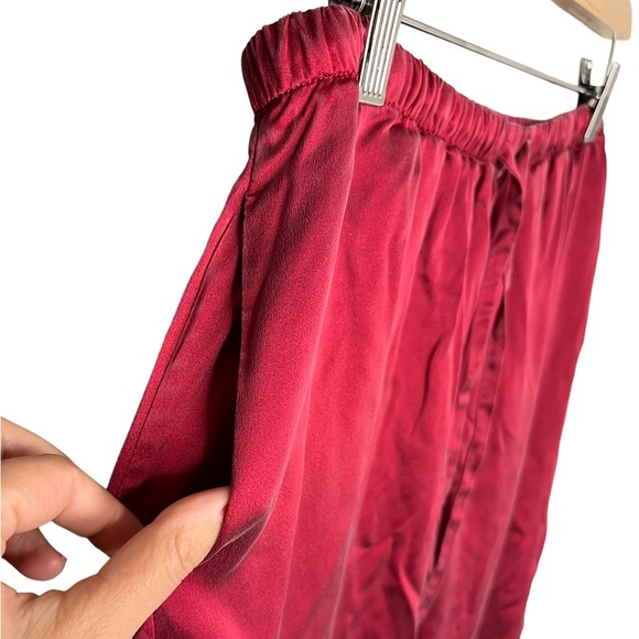 Mommesilk Women’s Sz Medium Claret Burgundy Mulberry 100% Silk Pajama Set - Picture 11 of 13